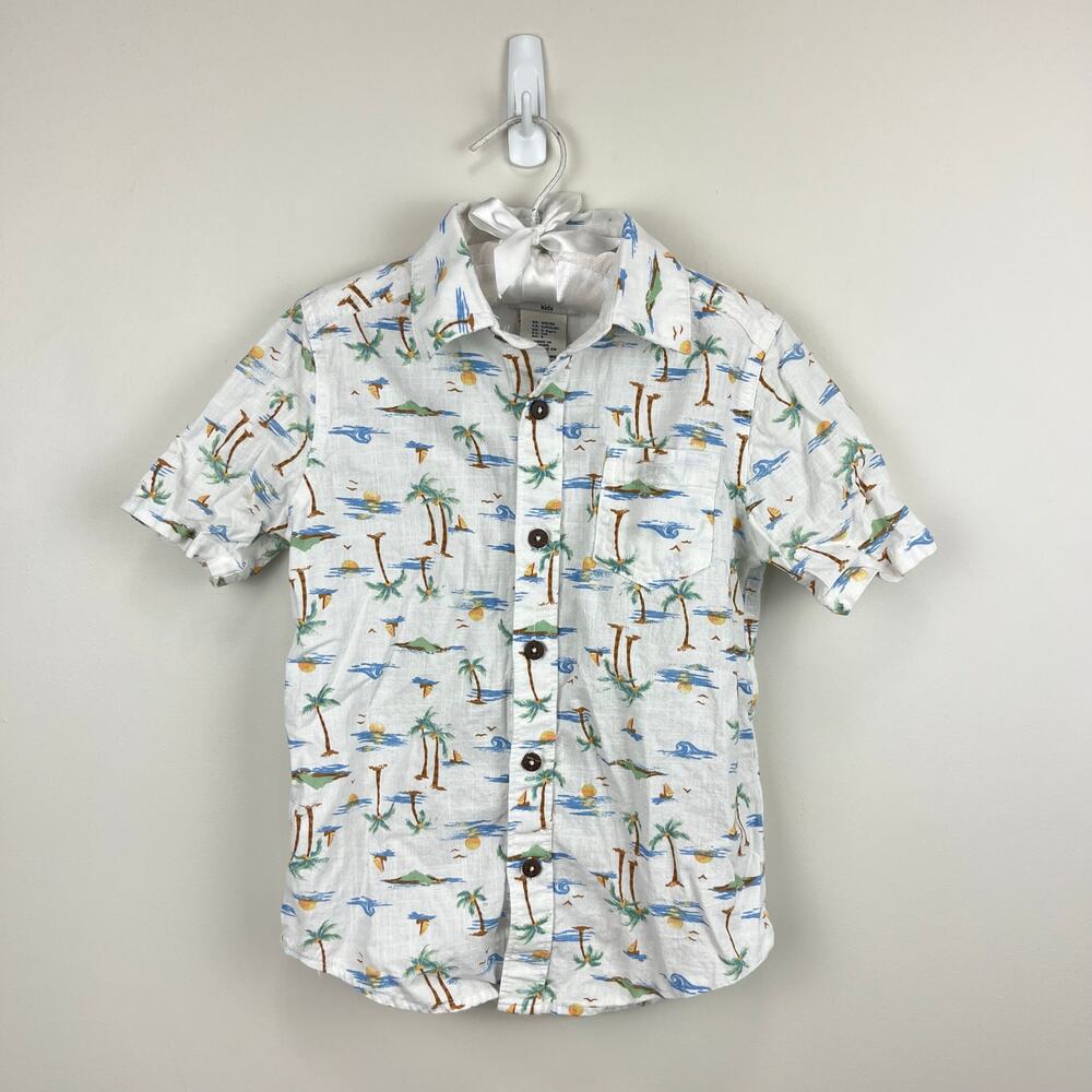 Caribbean Joe Kids Short Sleeve Collared Beach Shirt S 5/6